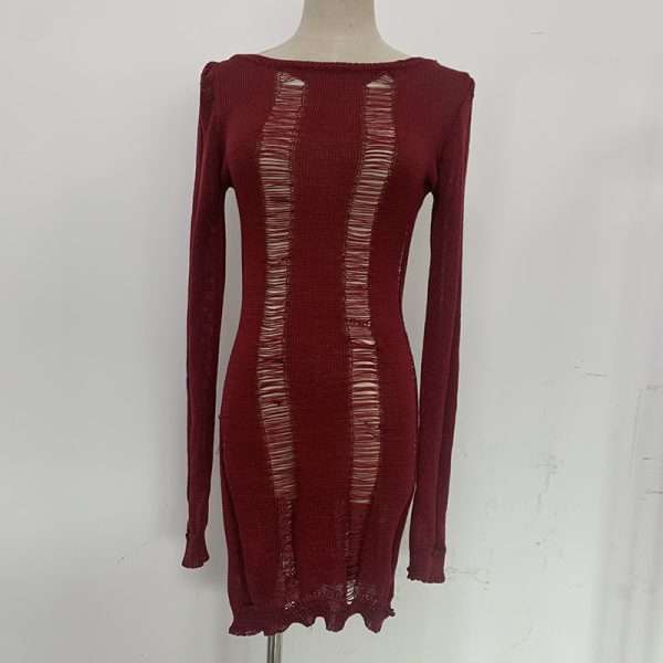 Fashion Slim Fit Hollow Long Sleeve Dress Y2K Sexy Backless Hip-hugging Short Dresses Womens Clothing - Image 4