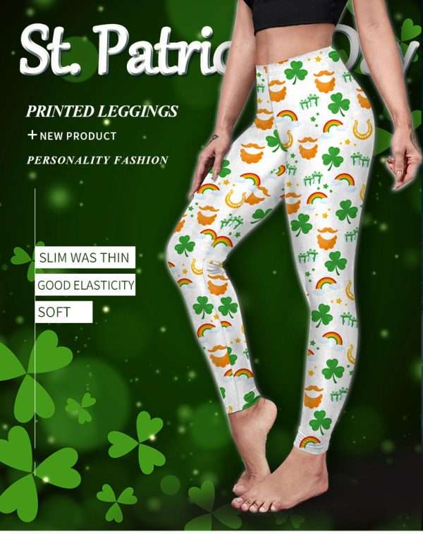 Saint Patrick's Day Costume Digital Printed With Hip Lifting Fitness Pants - Image 4